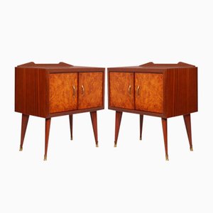 Mahogany & Elm Burl Veneer Nightstands by Paolo Buffa for Cantu, 1940s, Set of 2