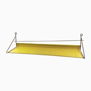 Dutch Yellow Perforated Metal Wall Shelf by Tjerk Reijenga for Pilastro, 1960s