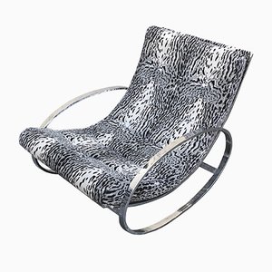 Ellipse Chrome-Plated Metal Rocking Chair by Renato Zevi for Selig, 1970s