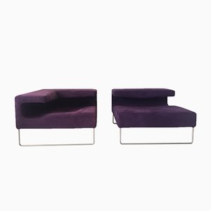 Minimalist Purple Suede Lounge Chairs by Patricia Urquiola for Moroso, 2002, Set of 2