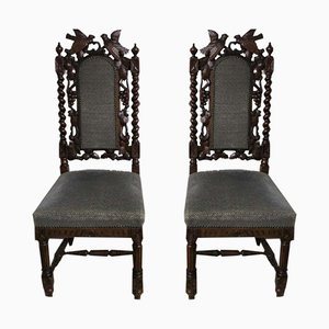 Antique Carved Wooden Chairs, 1880s, Set of 2