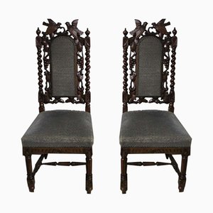 Set of Antique Carved Wooden Chairs, 1880s