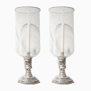 Silber und Glas Laternen, 1900er, 2er Set