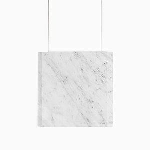 Werner Sr. Carrara Marble Ceiling Lamp with Satin Silver Fixture by Andrea Barra for [1+2=8], 2017