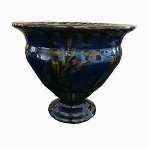 Vase Émaillé Noir et Bleu de Kähler, 1920s