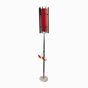 Lampadaire Mid-Century en Verre de Murano et Teck de Vistosi, 1950s