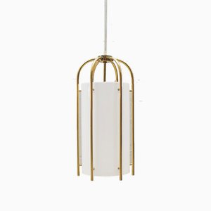 Large Brass and Acrylic Glass Church Pendant Lamp, 1960s