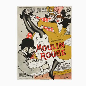 Dänisches Vintage Moulin Rouge Filmposter von Maggi Baaring, 1955