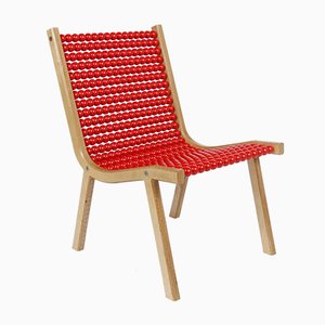 o432 Lounge Chair with Red Lacquered Spheres by Jean-Frédéric Fesseler