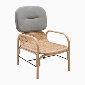 Plus Rattan Armchair with Gabriel Fabrics Mood Grey Cushion by AC/AL Studio for ORCHID EDITION