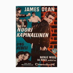 James Dean Rebel Without a Cause Original Vintage Movie Poster, Finnish, 1956