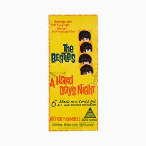 Poster vintage del film Hard Day's Night Daybill dei Beatles, Australia, 1964