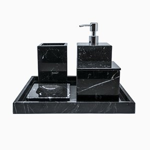 Black Marquina Marble Bathroom Set from FiammettaV Home Collection, Set of 5