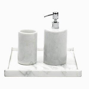 Set da bagno rotondo in marmo bianco di Carrara di FiammettaV Home Collection, set di 2