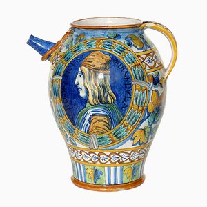 Jarra Majolica estilo renacentista de Egisto Fantechi, 1900s