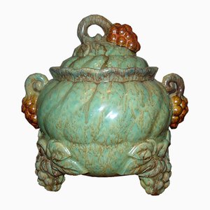 Majolica Vase with Bunches of Grapes, 1940s