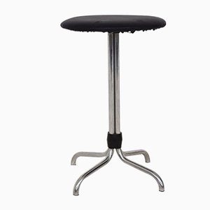 Metal Stool with Black Vinyl Upholstery from Brabantia, 1960s