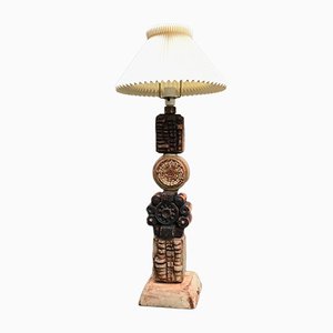 Lámpara de pie Totem británica vintage de cerámica de Bernard Rooke, años 70