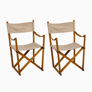Vintage Folding Safari Chairs by Mogens Koch for Interna, 1960s, Set of 2