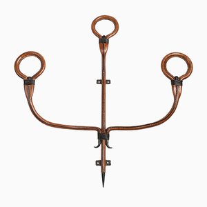 Stitched Leather Coat Rack by Jacques Adnet, 1950s