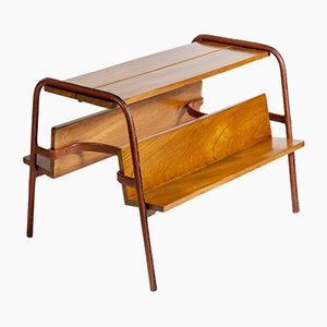 Mesa o revistero de cuero bordado de Jacques Adnet, años 50
