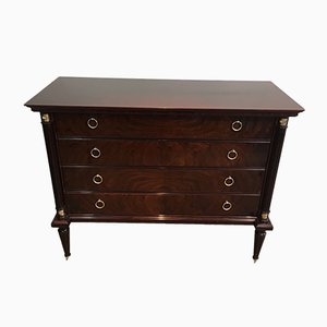 Neo-Classical Mahogany & Brass Commode, 1950s