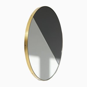 Medium Mixed Tint Dualis Orbis Round Mirror with Brass Frame by Alguacil & Perkoff Ltd
