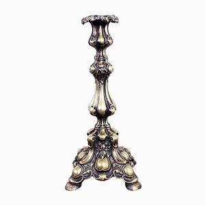 Rococo Style Silver-Plated Metal Candle Holder, 1900s