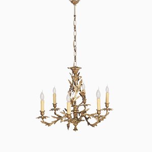 Antique Gilded Bronze 6 Light Chandelier