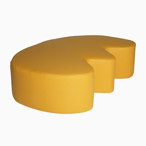 Gelbe gepolsterte E Bank aus Leder von Noah Spencer für Fort Makers