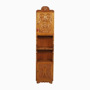 Italian Hand-Carved Walnut Wax-Polished Bookcase, 1950s