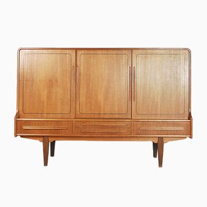 Credenza alta vintage in teak, Danimarca, anni '50