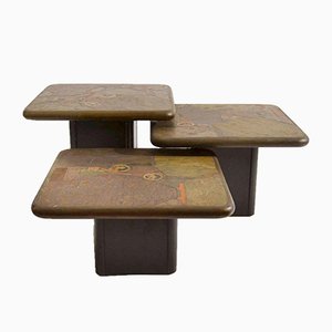 Brutalist Mosaic Nesting Tables by Paul Kingma for Kneip, 1989, Set of 3