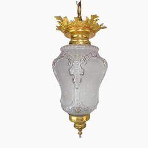 Empire Lampe aus Bronze & Glas, 1920er