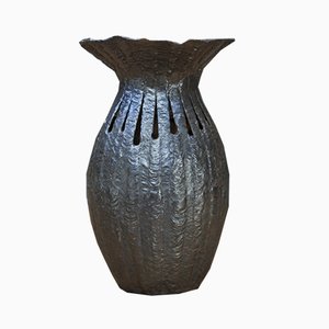 Brutalist Stainless Metal Vase, 1940s