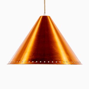 Lampada a sospensione Kegle vintage in ottone di Bent Karlby per Lyfa