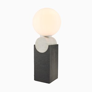 Circular Monument Granite, Solid Steel, & Glass Lamp by Louis Jobst, 2016