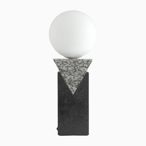 Granite, Solid Steel, & Glass Triangular Monument Lamp by Louis Jobst, 2016