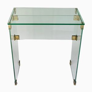 French Glass & Bronze Console Table, 1960s