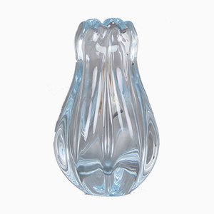 Vase Stella Polaris Ice en Verre Bleu par Vicke Lindstrand pour Orrefors, 1960s