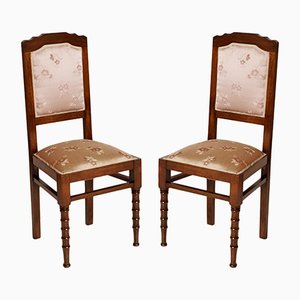 Italian Art Nouveau Silk Chairs, 1900s, Set of 2