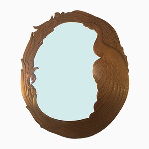 Mid-Century Spiegel aus handgeschnitztem Holz