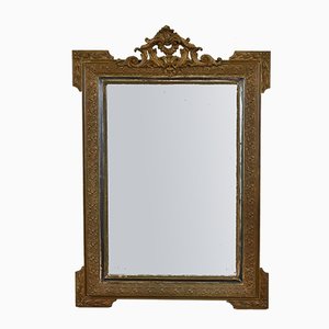 19th Century French Gilt Crested Beveled Mirror