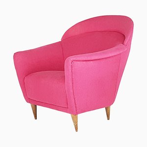 Italian Pink Upholstered Armchair, 1950s