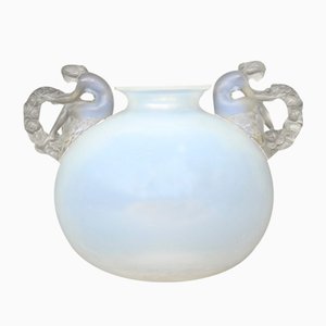 Jarrón Ronsard francés Art Déco vintage de René Lalique, 1926