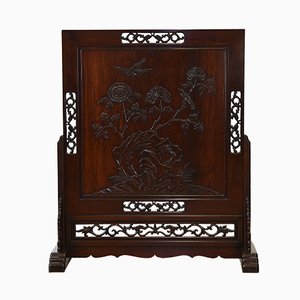 Antique Style Chinese Carved Hardwood Screen, 1980s