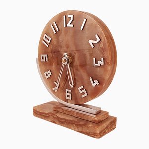 Asymmetrical Art Deco Onyx Clock, 1930s