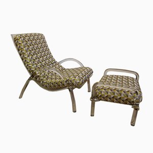 Vintage Acrylic Lounge Chair & Ottoman, Set of 2