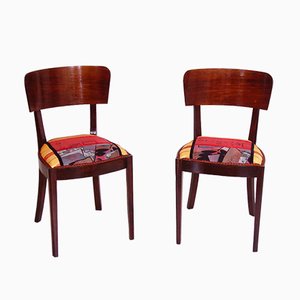 Art Deco Walnut Side Chairs, 1920s, Set of 2