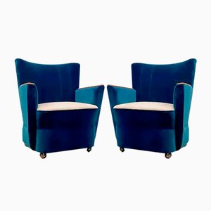 Poltrone Mid-Century blu, anni '50, set di 2